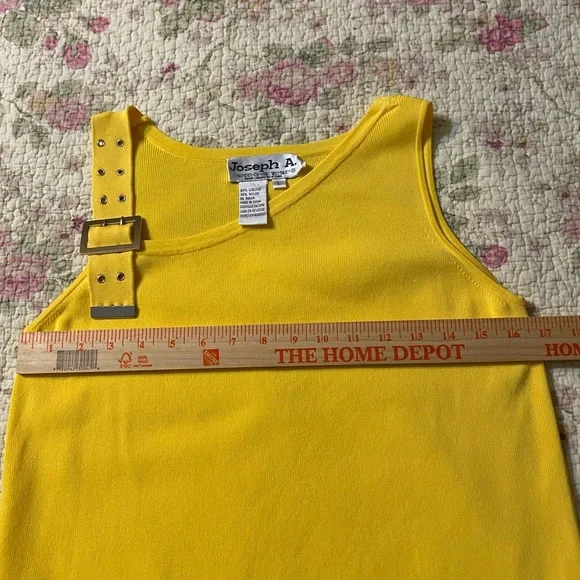 Joseph A Ribbed Sweater Shirt Slim Fit Womens Large Yellow Buckel Drop Shoulder - Picture 6 of 7